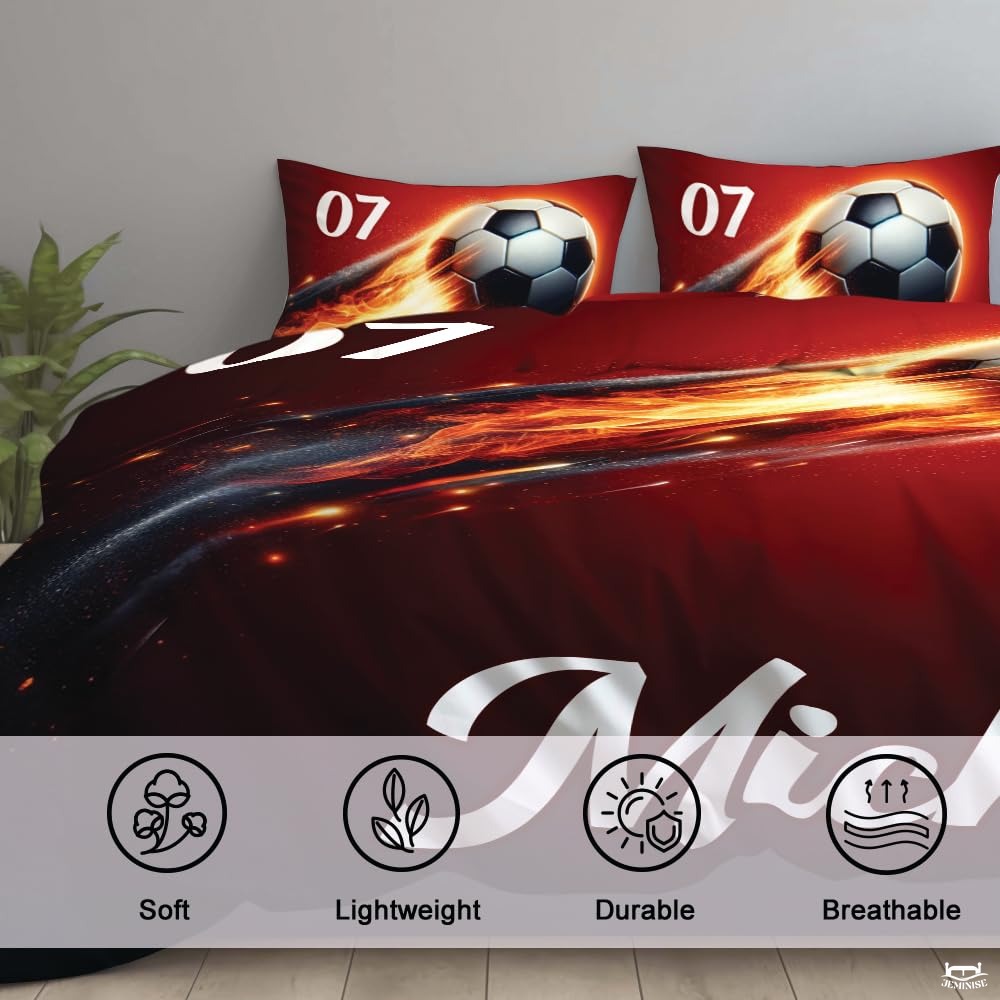 Custom Flaming Soccer Ball with Custom Name Comforter Set