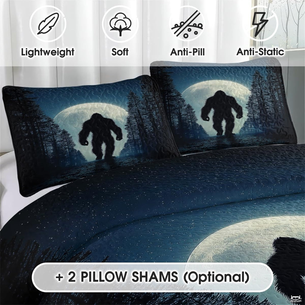 Personalized Bigfoot Full Moon Forest Quilt Set, Machine W - Design 12