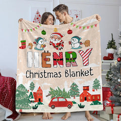 Alternative room perspective of festive winter holiday blanket