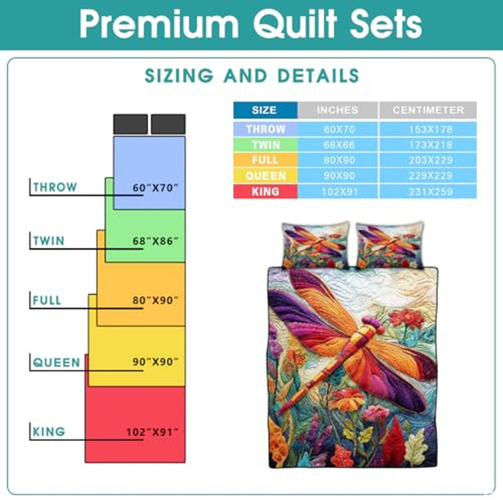 Personalized Dragonfly Patchwork Pattern Quilt Set, Animal Style, Dragonfly Quilt Set Bedspread, Custom Nature Autumn Quilt Bedset, Cotton Bedding for Bedroom Girl Room (Dragonfly Garden)