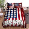 Personalized Baseball Bedding Full Size Flag Custom Name Duvet Cover Set Sport Decor Sports Comforter Bed Set (Baseball Custom Name US Flag)
