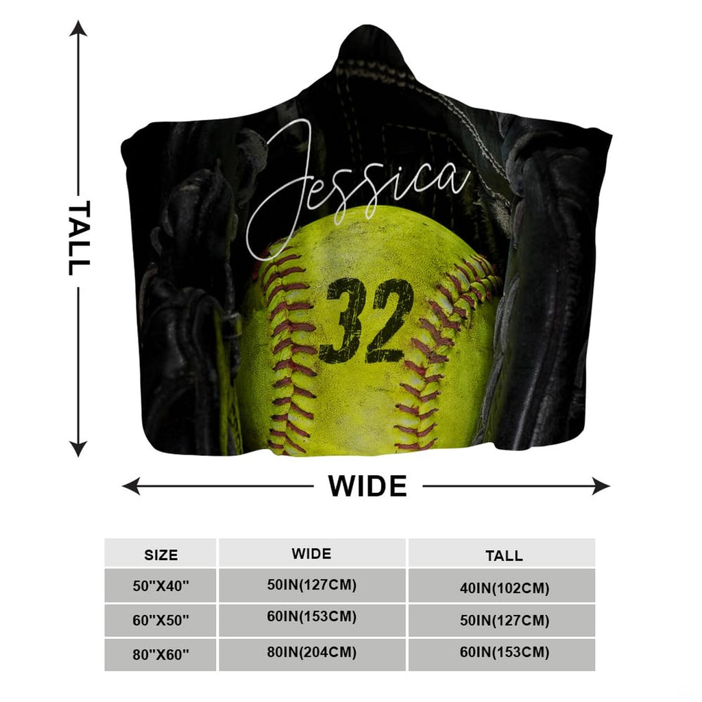 Softball in glove design blanket folded flat display