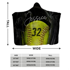 Softball in glove design blanket folded flat display