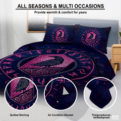 Norse Mythology Raven Centered Within Runic Circle Comforter