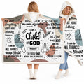 Scripture verse typography bedding display featuring thematic accent abstract shapes and thematic accent cream tones.