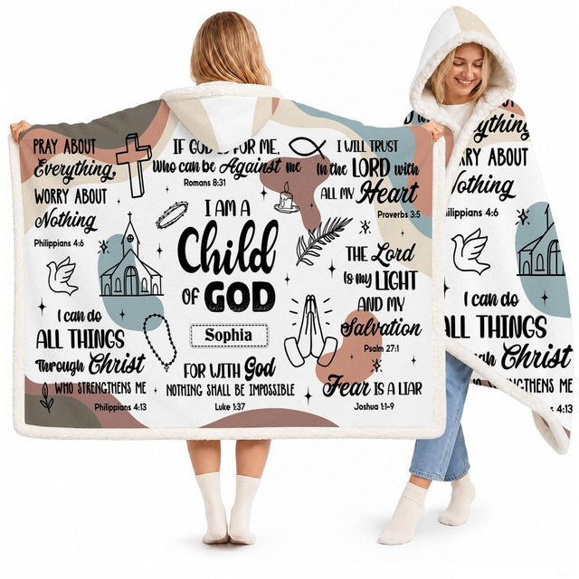 Scripture verse typography bedding display featuring thematic accent abstract shapes and thematic accent cream tones.