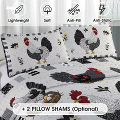 Jeminise Cat Farmhouse Quilt Set, Cozy Animal Bedding