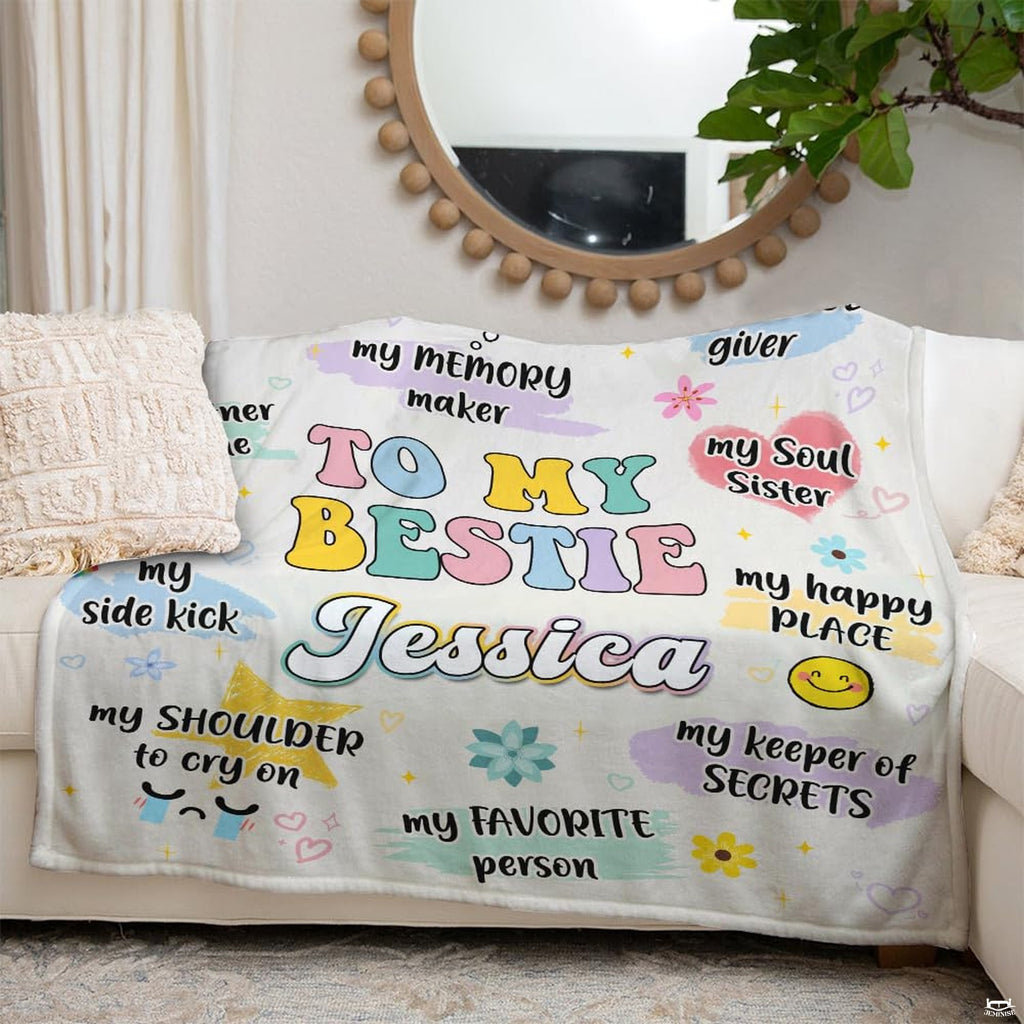 Retro pastel best friend design with bubble typography and colorful friendship doodles, view 3.