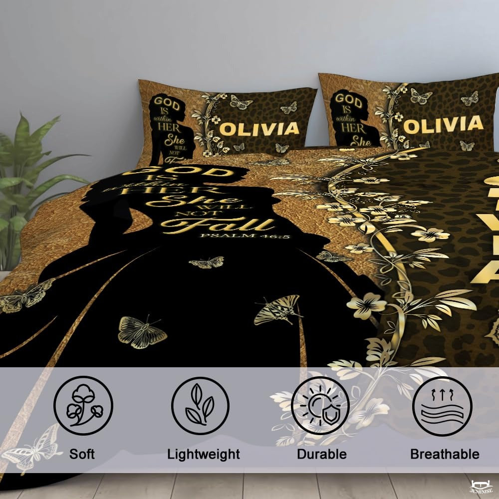 Christian Bedding Set – Inspirational Bible Verse Comforter – Religious Bedding for Women, Faith Gift for Mom, Daughter, Sister, Birthday & Religious Gifts (Christian Girl)