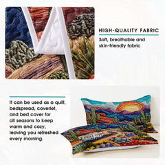 Personalized Colorful Desert RV Sunset Scene Quilt Sets