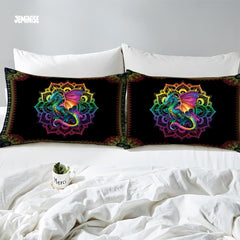 Jeminise Colorful Dragon Comforter Set, Fantasy Gradient Bedding