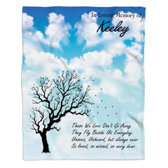 Serene bedding collection design featuring botanical silhouette art thematic accent tranquil blue sky accents.