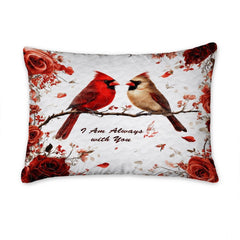 Cardinals Perched on Branch with Roses Patchwork Winter Quilt