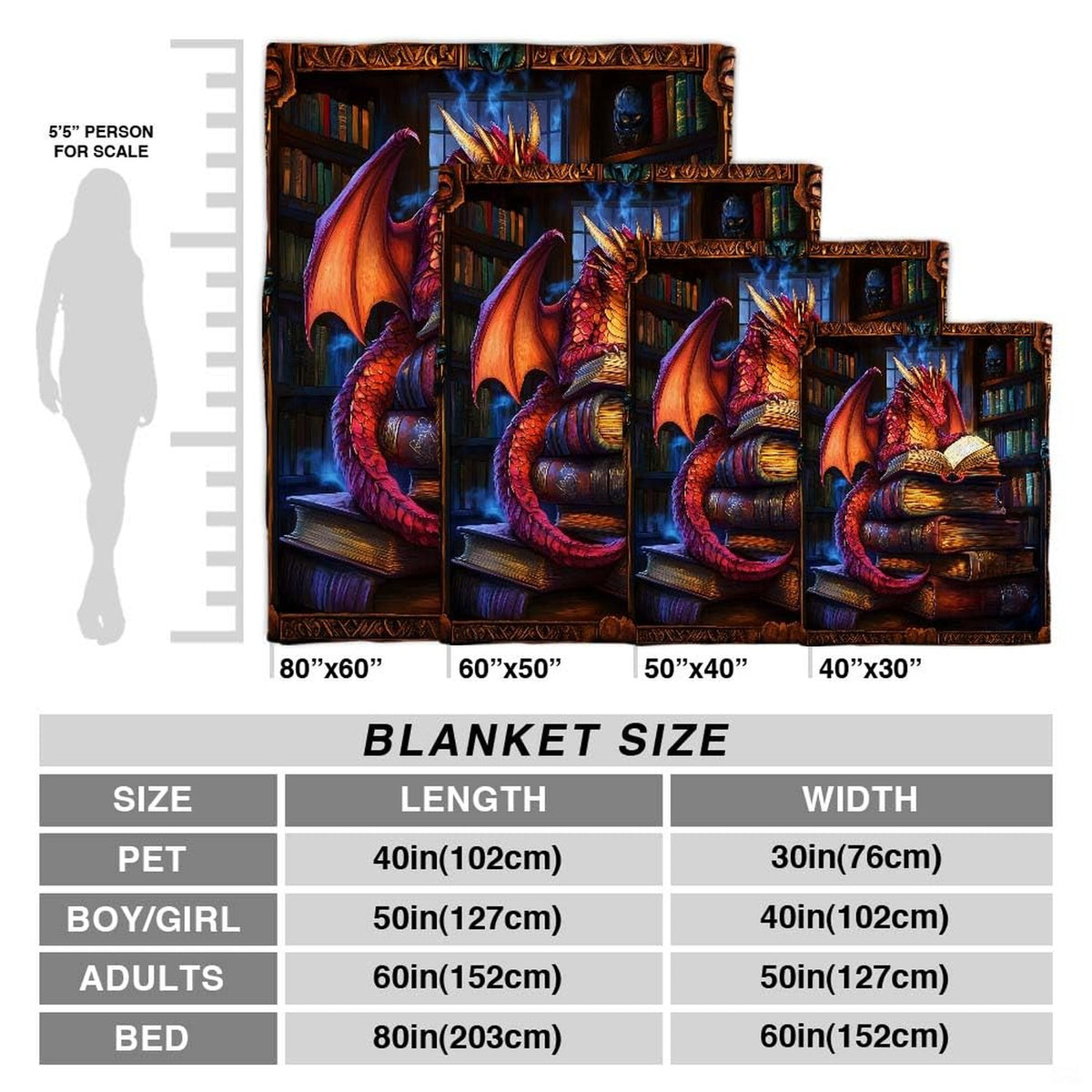 Bedroom lifestyle setting showing the library dragon throw blanket styled on a bed.