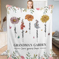 Watercolor botanical blooms matriarch meadow blanket held up by woman