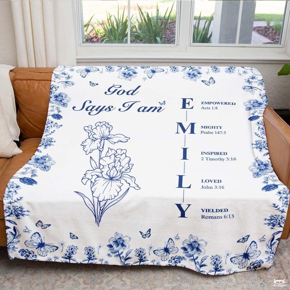 Custom Emily God Says I Am Blanket, Machine Washable