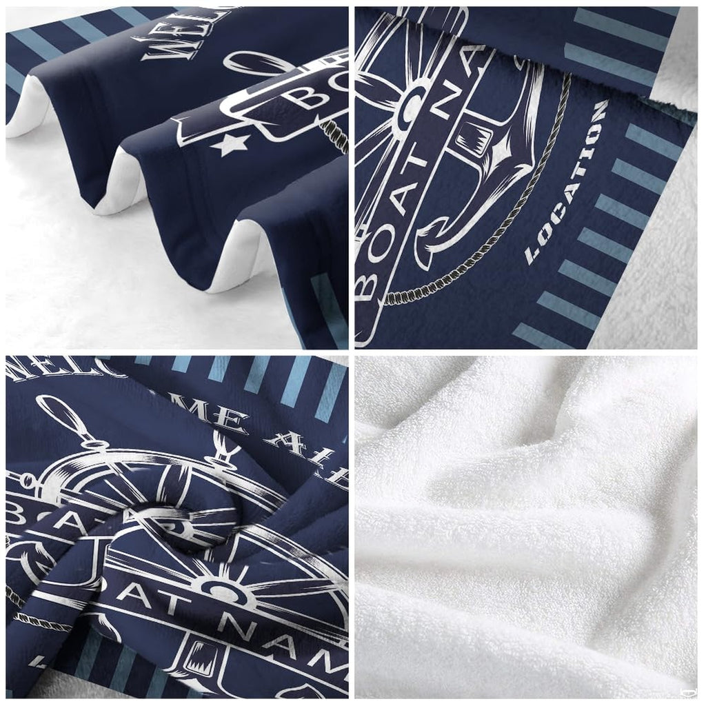 Nautical ship steering helm and anchor illustration on navy blue, view 5.