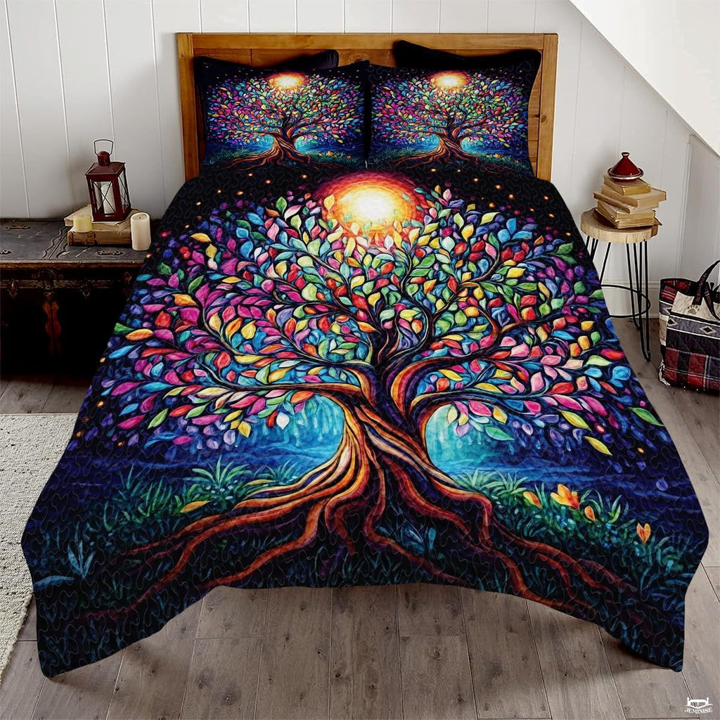 Personalized Colorful Tree of Life Quilts, Yggdrasil Quilt King