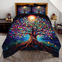 Personalized Colorful Tree of Life Quilts, Yggdrasil Quilt King