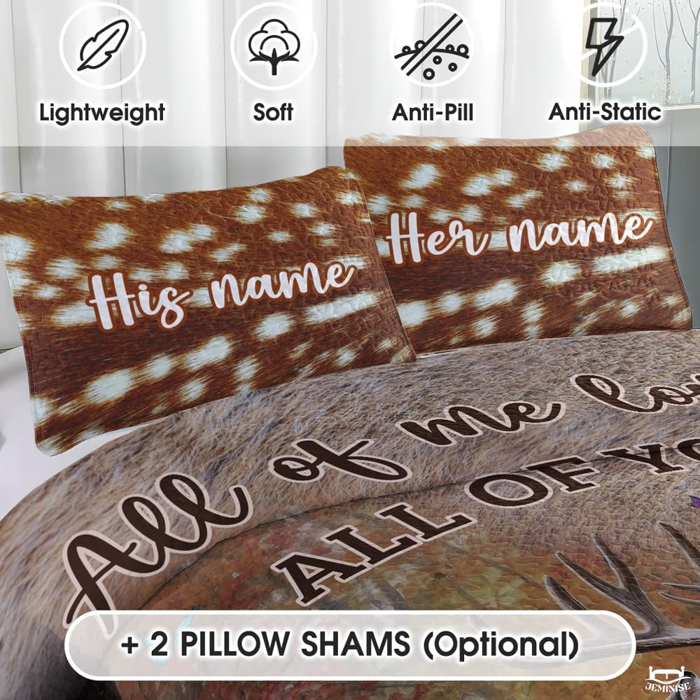 Personalized Wildlife Deer Couple Touching Noses Comforter with Buck