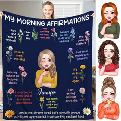 Personalized Morning Affirmations Floral Blanket, Lightweight