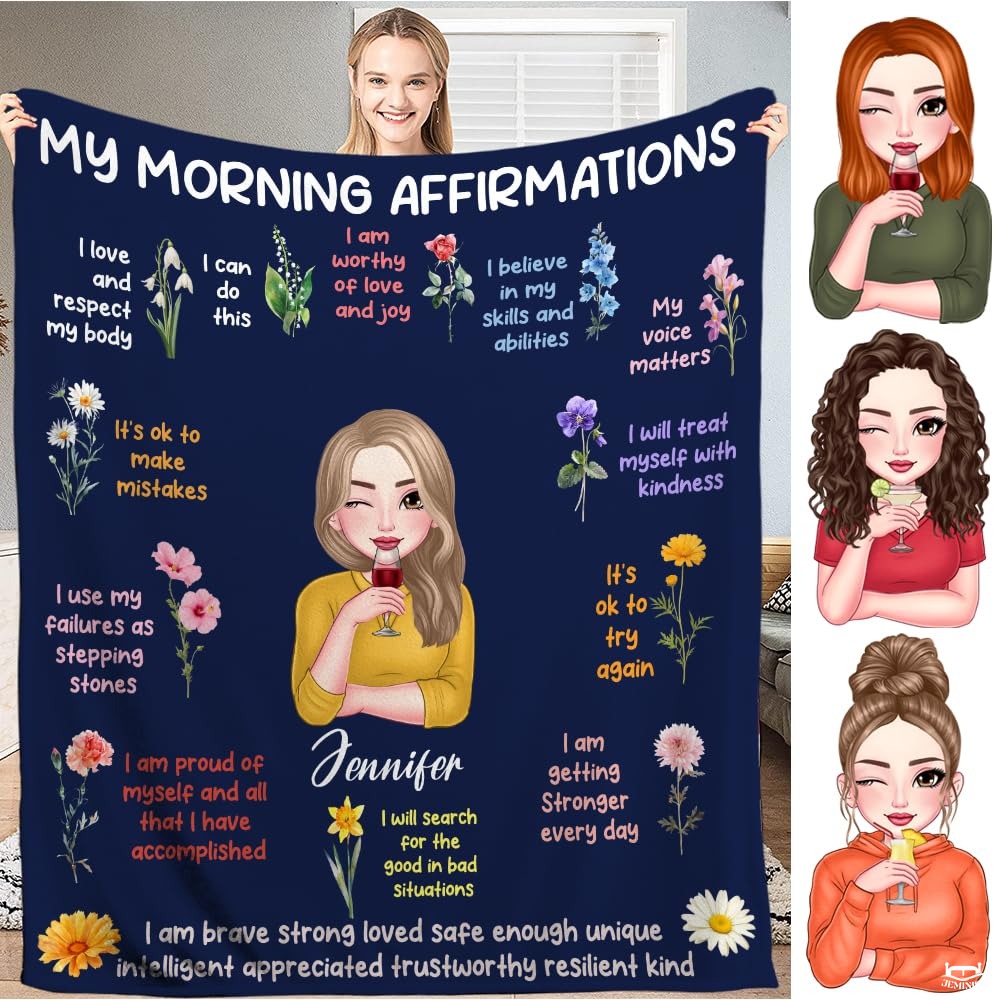 Personalized Morning Affirmations Floral Blanket, Lightweight