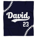 Vintage baseball athletic numerals and typography over navy blue backdrop with curved seam accents.