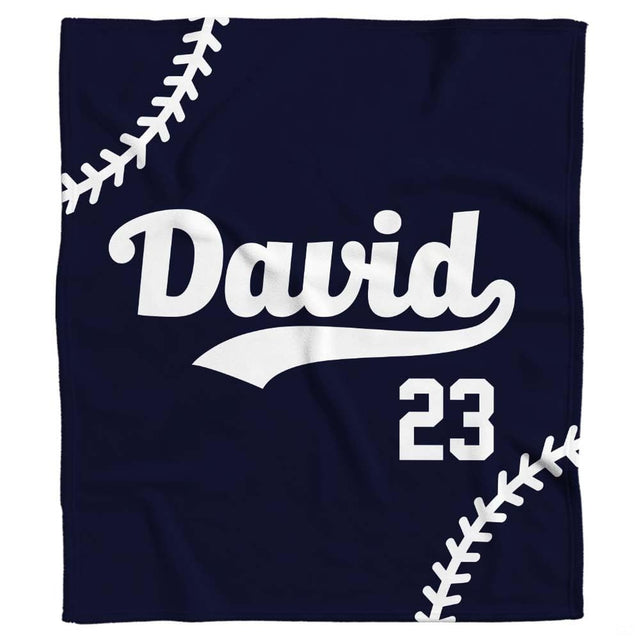 Vintage baseball athletic numerals and typography over navy blue backdrop with curved seam accents.