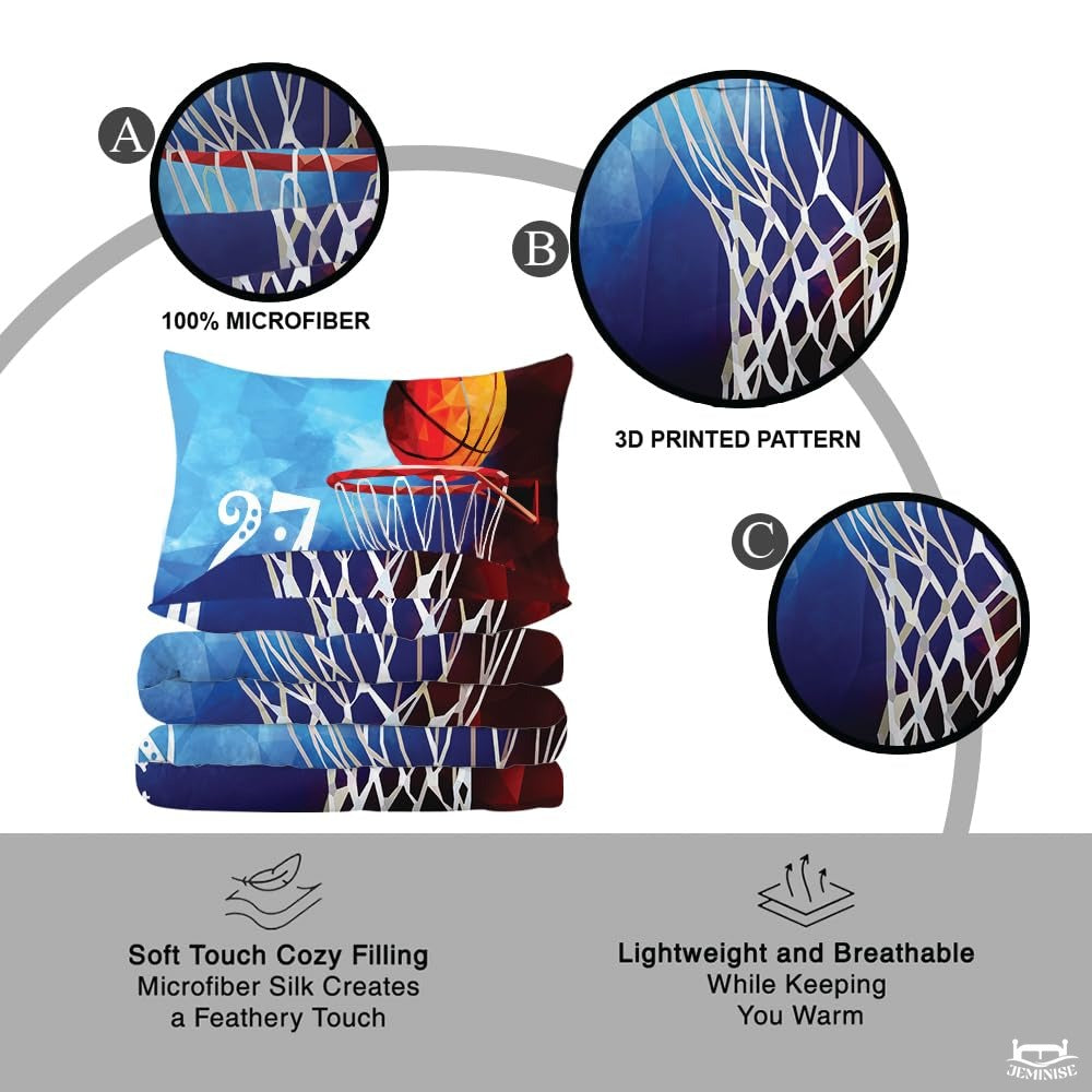 Personalized Basketball Above Hoop Close Up Comforter with Name and Number