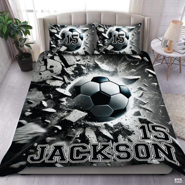 Custom Exploding Soccer Ball Comforter Set, Machine Washable