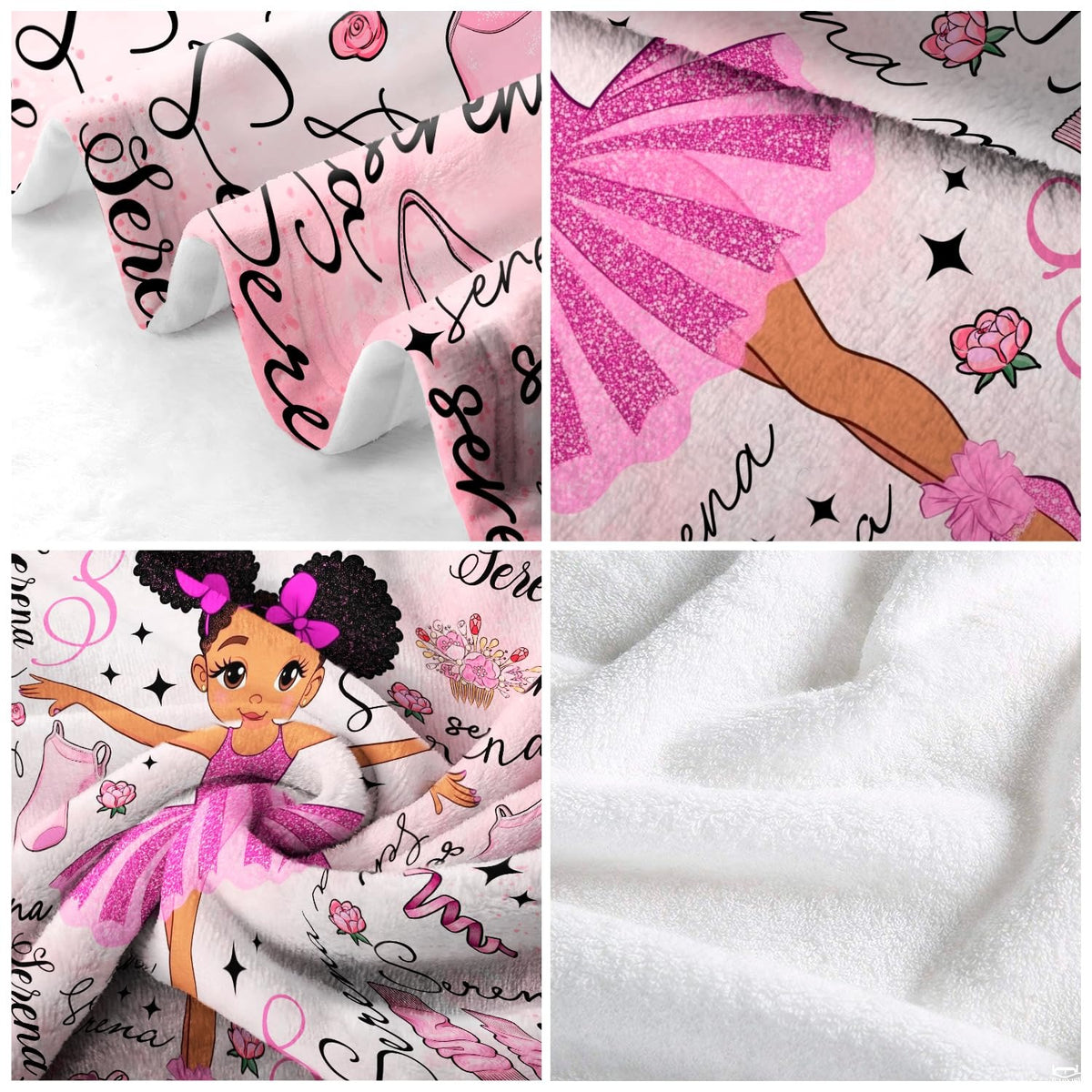 Delightful dance studio motifs with ballet bags and delicate rose ribbon prints.