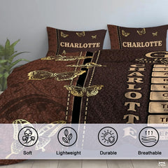Christian Bedding Set – Inspirational Bible Verse Comforter – Religious Bedding for Women, Faith Gift for Mom, Daughter, Sister, Birthday & Religious Gifts (Butterfly Affirmation)