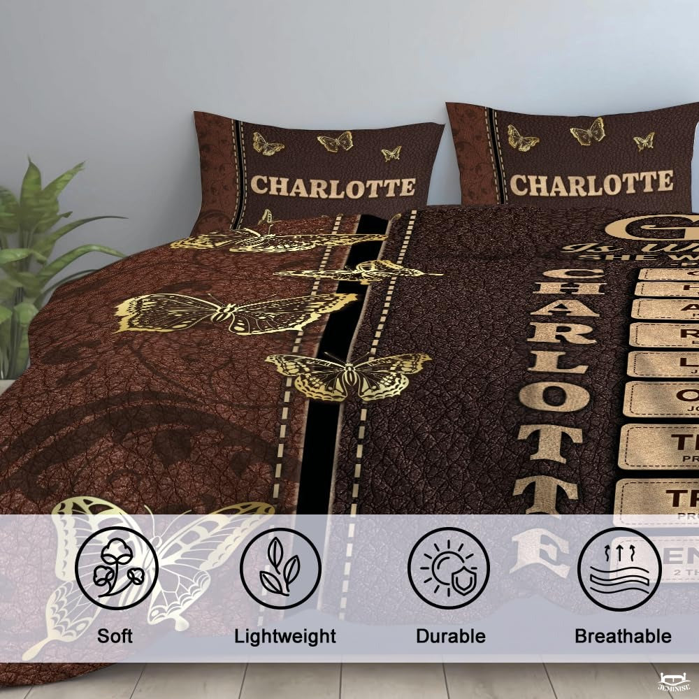 Christian Bedding Set – Inspirational Bible Verse Comforter – Religious Bedding for Women, Faith Gift for Mom, Daughter, Sister, Birthday & Religious Gifts (Butterfly Affirmation)
