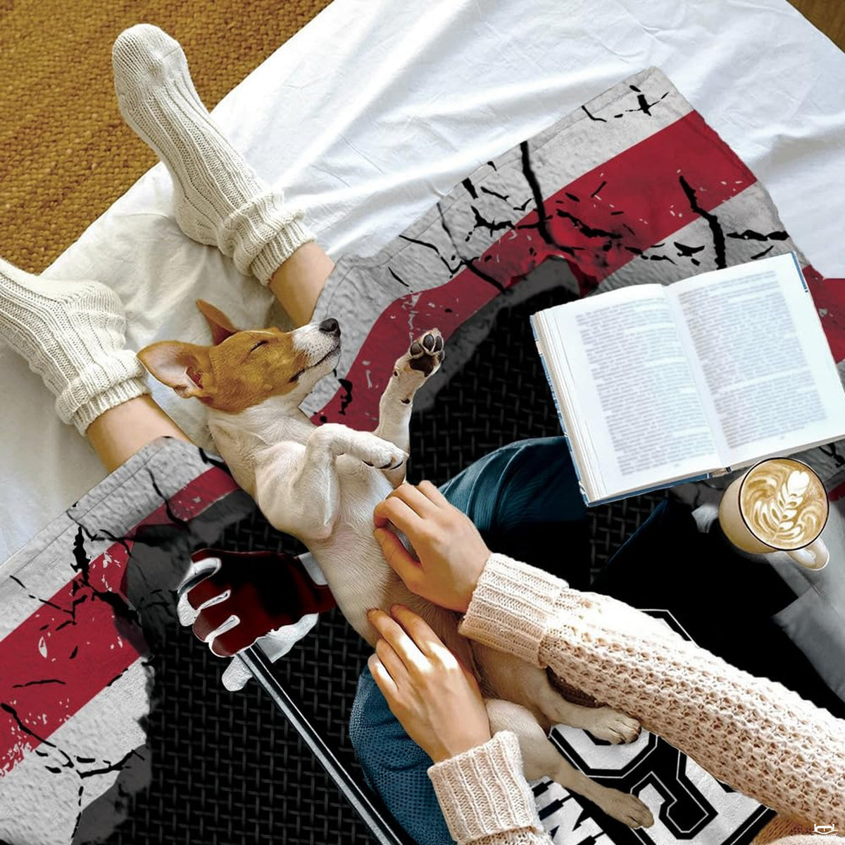 Side perspective of patriotic american flag baseball art decorating home bedroom bedding.