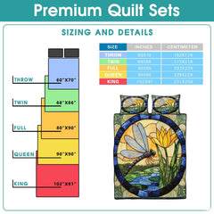 Dragonfly Patchwork Quilt Set, Animal Patchwork Bedset - Dragonfly Quilt Bedding Set, Premium Pattern Quilt Bedspread, Bedding Blanket Gift for Daughter Women