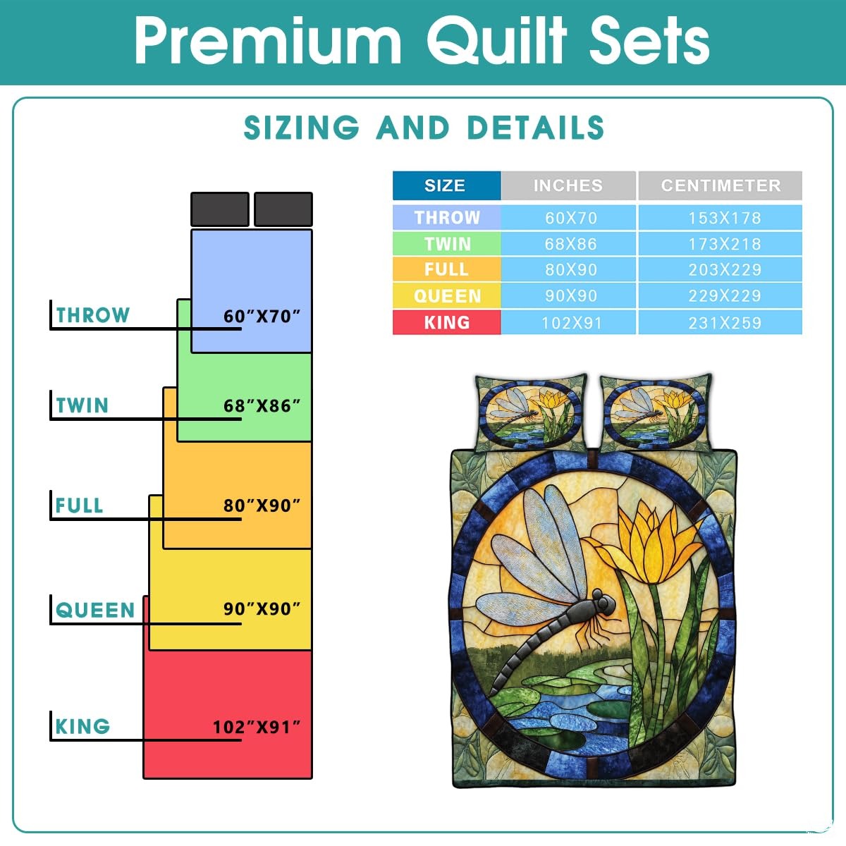 Dragonfly Patchwork Quilt Set, Animal Patchwork Bedset - Dragonfly Quilt Bedding Set, Premium Pattern Quilt Bedspread, Bedding Blanket Gift for Daughter Women