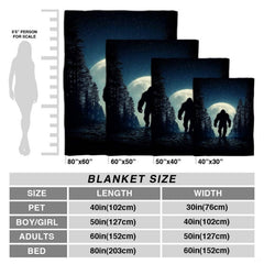 Bigfoot full moon throw blanket styled across a couch in a rustic living room.