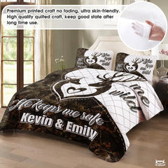 Personalized Deer Silhouettes Forming Heart Outline Comforter