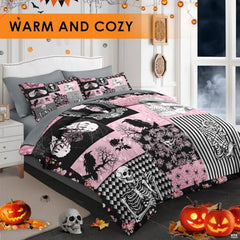 Pamnest Twin Halloween Comforter Set with Sheets, 5 Pieces Pink Bedding