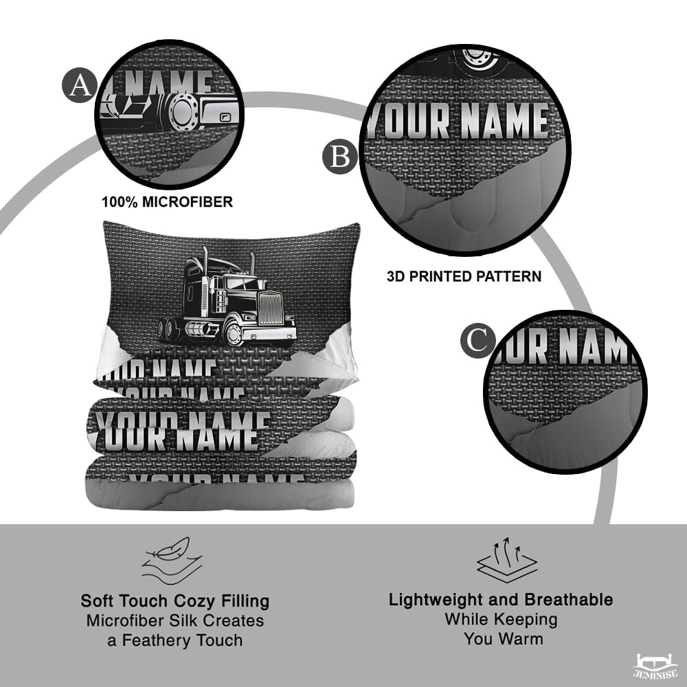 Custom Trucking Semi Truck on Textured Metallic Background Comforter
