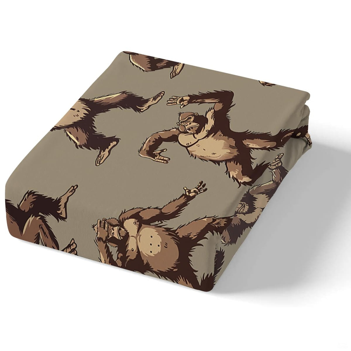 Matching pillowcase detail for woodland bedding set featuring coordinating dancing Bigfoot art