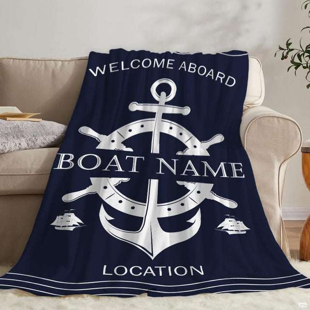 Nautical ship wheel and anchor maritime illustration on deep navy, view 2.