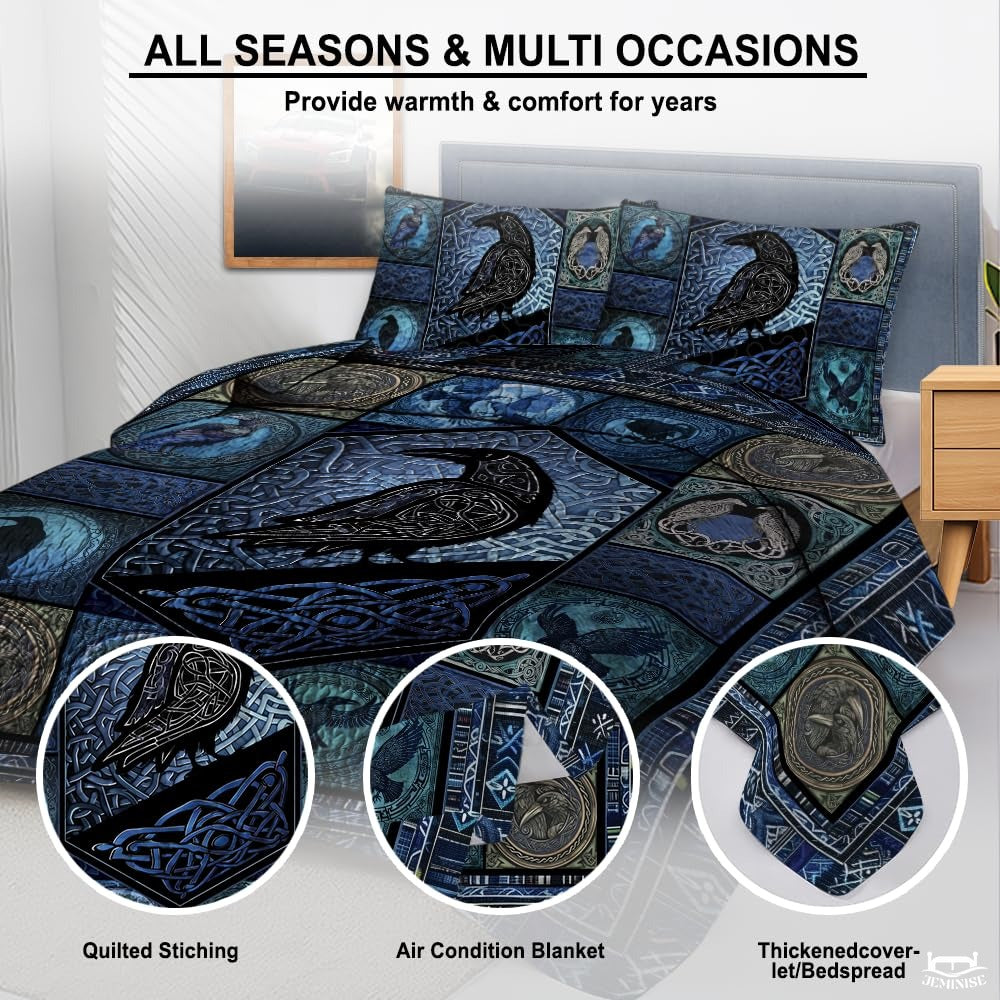 Norse Mythology Raven Within Celtic Knot Frame Quilt