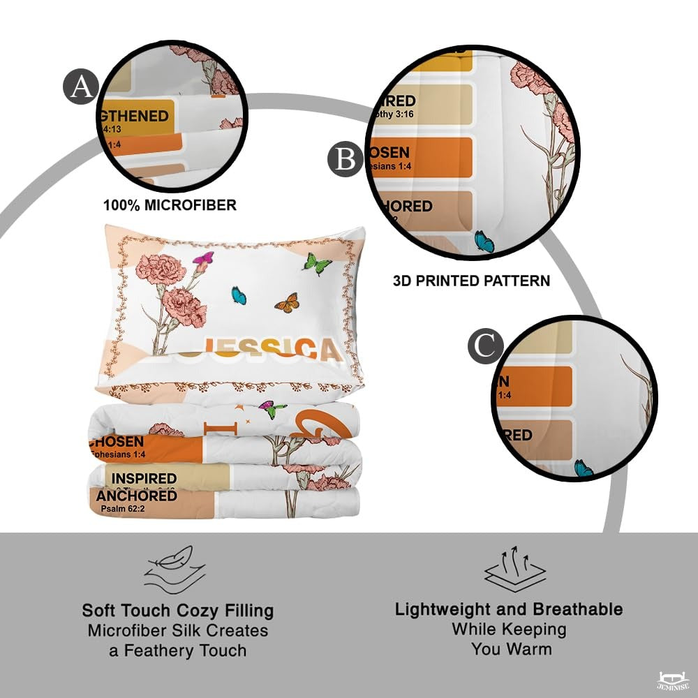 Christian Bedding Set – Inspirational Bible Verse Comforter – Religious Bedding for Women, Faith Gift for Mom, Daughter, Sister, Birthday & Religious Gifts (God Says I am #2)