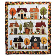 Autumn Village Cottages Quilted Throw Blanket