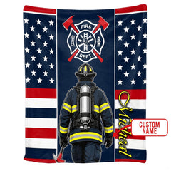 Detailed perspective of white stars and red rescue axe illustration on Blanket.