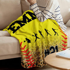 Folded athletic blanket highlighting yellow ball background and cheetah spots