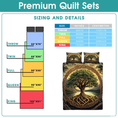 Custom Celtic Tree of Life Quilt Set with Intertwined Roots Design