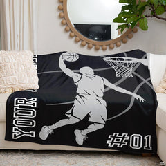 Basketball slam dunk silhouette with hoop and varsity athletic lettering, view 5.