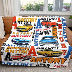 Illustrated classic muscle cars and vintage cruisers collage with racing typography, view 2.